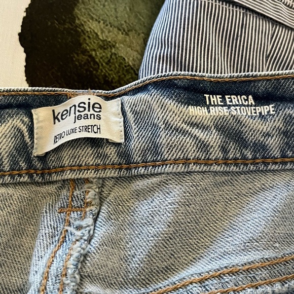 Kensie Women's Rhinestone Blue Straight Leg Jeans - Picture 8 of 8